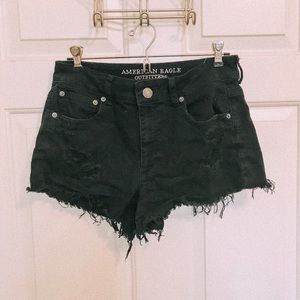 Black high waisted denim shorts